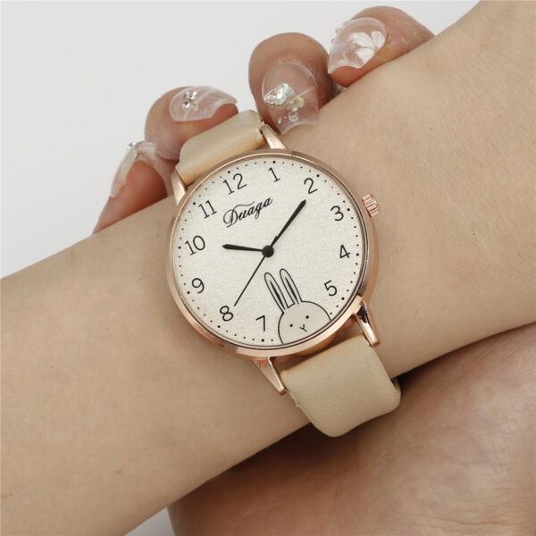 Relógio Feminino Coelho Fofo Com Pulseira De Couro Estilo Doce De Pulso Para Meninas Jovens Vitalidade