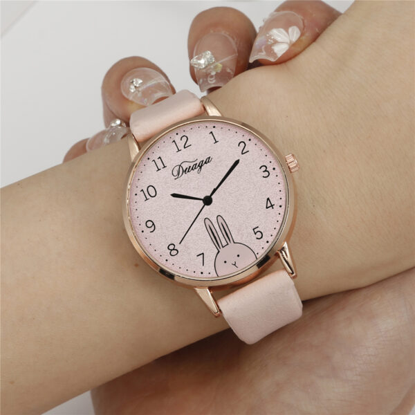 Relógio Feminino Coelho Fofo Com Pulseira De Couro Estilo Doce De Pulso Para Meninas Jovens Vitalidade